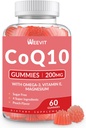 Sugar Free CoQ10 Gummies 200mg, Coenzym Q10 m/Omega-3, Vitamin E for voksne, Co Q10 Supplement for antioksidant, Energi, Brain Support