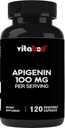 Apigenin 100mg per servering - 120 Grønnsaker Kapsler - Rå Plante Ekstrakt fra Kamille Blomster - Ikke Habit Forming - Aktive Bioflavonoider & Antioksidanter