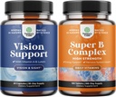 Bundle of Complete Eye Health Supplement for voksne for visjon tørre øyne trykk og blått lys beskyttelse og vitamin B kompleks voksen multivitamin for immunstøtte Mood Boost og minne Supplement