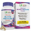 ULTALIFE Blodtrykk kosttilskudd - Avansert blodtrykk kosttilskudd kompleks - Hawthorn Berry, Hibiscus, hvitløk, Forskolin - 14 vitaminer og urter, 30 dagers forsyning i Veggie Capsules