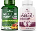 Heldags velvære Hele mat Multivitamin for kvinner - naturlige multivitaminer, mineraler, organiske ekstrakter Happy Formula Natural Formula Relief Supplement Bundle