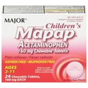 MAJOR Barnas Mapap Acetaminophen 160 mg Chewable tabletter - smertefri / Fever Reduser - Aspirin gratis - Ibuprofen Gratis - for alder 2 til 11-24 greve (1 pakke)