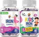 SUNNY SAM Iron Gummies for barn og voksne - jernvitaminer med vitamin C, 10 mg per servering - jern Chewable frukt gummy for immunstøtte rød blodcelleproduksjon